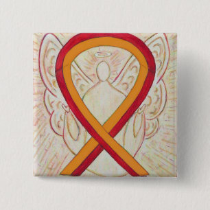 Badge Carré 5 Cm Pinceau Angle de sensibilisation au ruban rouge et