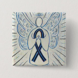 Badge Carré 5 Cm Pinceau d'angle de sensibilisation au ruban bleu e