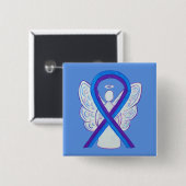 Badge Carré 5 Cm Pinceau d'angle de sensibilisation au ruban bleu e (Devant & derrière)