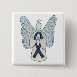 Badge Carré 5 Cm Pinceau d'angle de sensibilisation au ruban bleu e