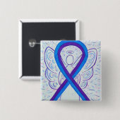 Badge Carré 5 Cm Pinceau d'angle de sensibilisation au ruban bleu e (Devant & derrière)