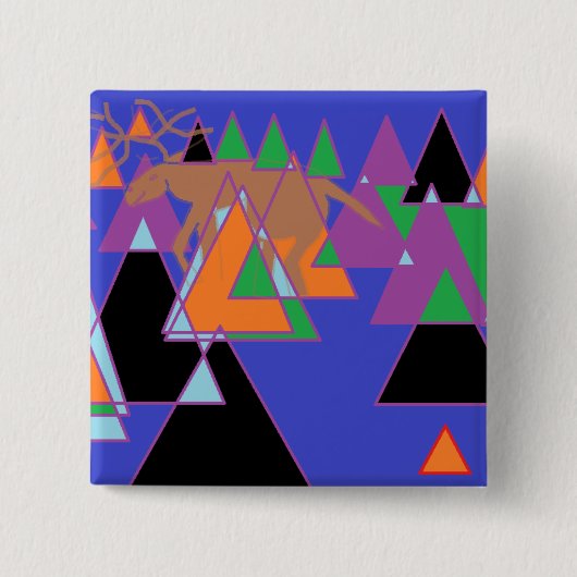 Badge Carré 5 Cm Pinceau d'insigne d'orignal Abstrait (Devant)