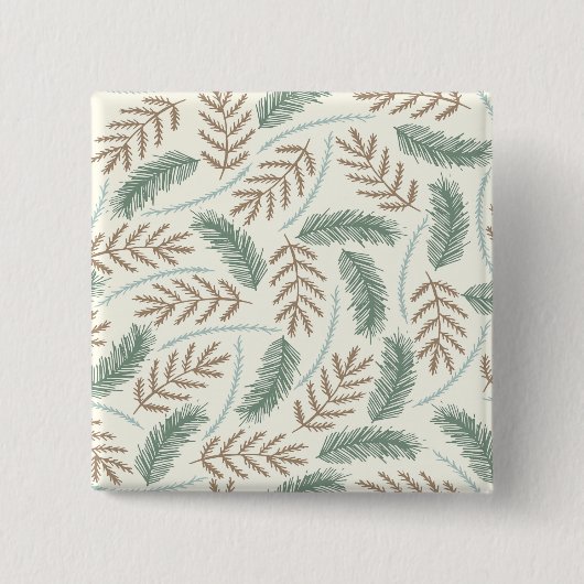 Badge Carré 5 Cm Pine and Cedar Evergreen Branches Pattern (Devant)