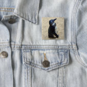 Badge Carré 5 Cm Pingouin sur le sable (En situation)