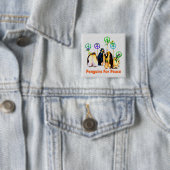 Badge Carré 5 Cm Pingouins de paix (En situation)
