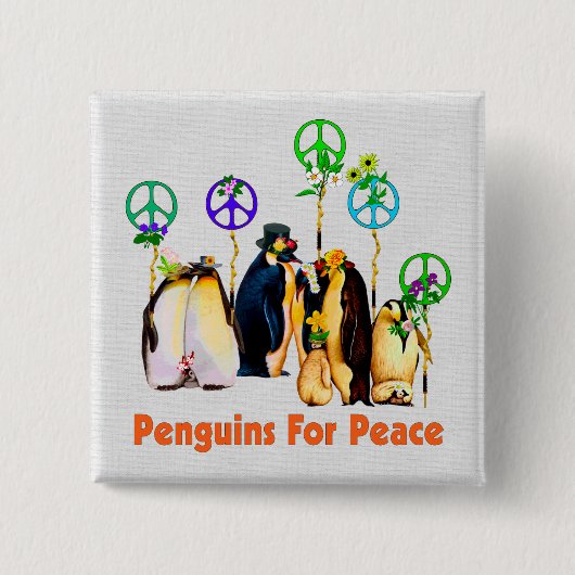 Badge Carré 5 Cm Pingouins de paix (Devant)