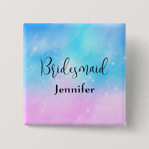 Badge Carré 5 Cm Pink and Blue Pastel Gradient Sky Bridesmaid