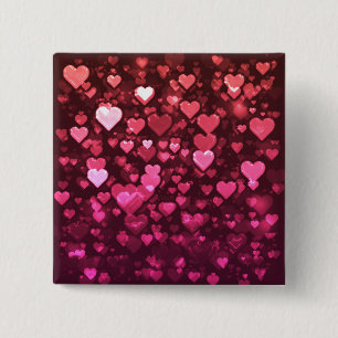 Badge Carré 5 Cm Pink Bokeh Hearts papier peint Arrière - plan numé