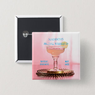 Badge Carré 5 Cm Pink Margarita Bridal Bachelorette Party Favoriser