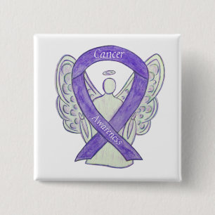 Badge Carré 5 Cm Pins Bouton Angel Lavande de sensibilisation au ca