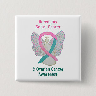 Badge Carré 5 Cm Pins de sensibilisation au cancer du sein et des o