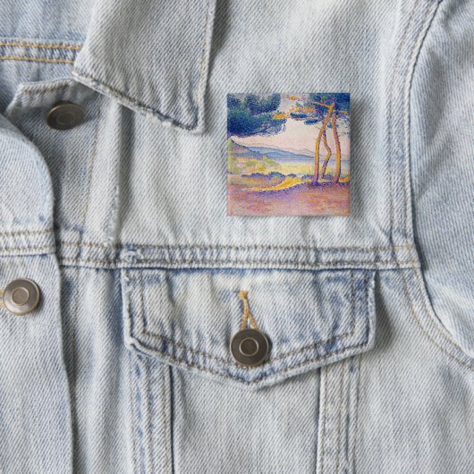 Badge Carré 5 Cm Pins le long du rivage (En situation)