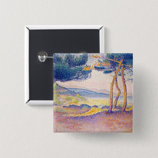 Badge Carré 5 Cm Pins le long du rivage (Devant & derrière)