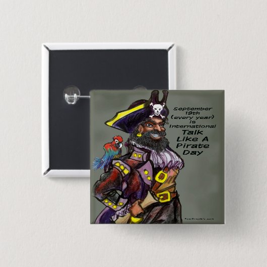 Badge Carré 5 Cm Pirate Day (Devant & derrière)