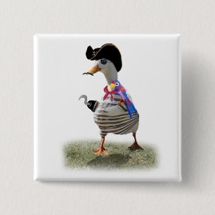 Badge Carré 5 Cm Pirate Duck