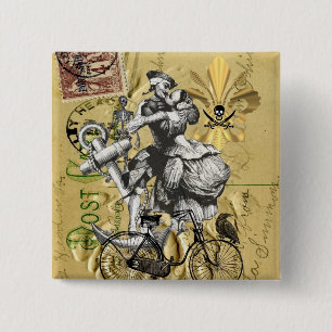 Badge Carré 5 Cm Pirate vintage de steampunk