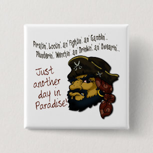 Badge Carré 5 Cm Pirates !