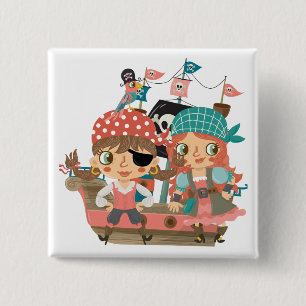 Badge Carré 5 Cm Pirates Girly