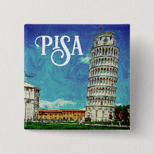 Badge Carré 5 Cm Pisa Italie europe Peinture colorée