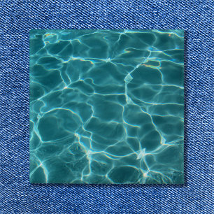 Badge Carré 5 Cm Piscine Aqua Green Photo d'eau