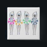 Badge Carré 5 Cm Piscine Artistique vintage Piscine Anneau<br><div class="desc">Illustration cool moderne de nageuses artistiques synchronisées avec bagues de billard aux couleurs rétro. Baigneurs de Saint-Tropez. Les nageurs artistiques offrent un design cadeau dans des couleurs pastel. cadeau d'équipe de natation cool. cadeaux d'équipe de natation synchronisée, cadeau d'entraîneur d'équipe de natation synchronisée. Les nageuses artistiques les filles équipe cadeaux...</div>