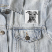 Badge Carré 5 Cm Pitbull Terrier américain (En situation)