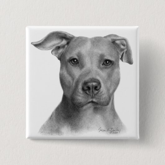 Badge Carré 5 Cm Pitbull Terrier américain (Devant)
