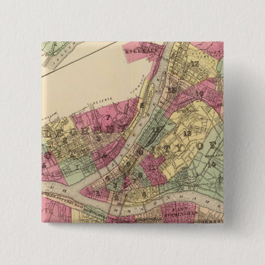 Badge Carré 5 Cm Pittsburgh, Allegheny (Devant)