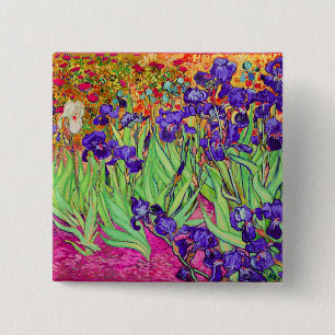 Badge Carré 5 Cm PixDezines van gogh iris/st. rémy
