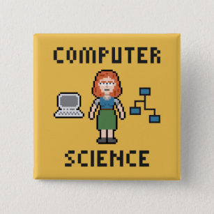 Badge Carré 5 Cm Pixel Computer Science - Femme - Bouton
