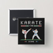 Badge Carré 5 Cm Pixel Karate Game (Devant & derrière)