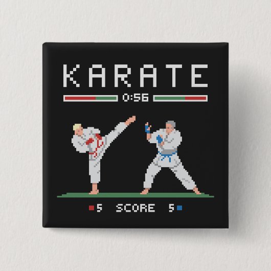 Badge Carré 5 Cm Pixel Karate Game (Devant)