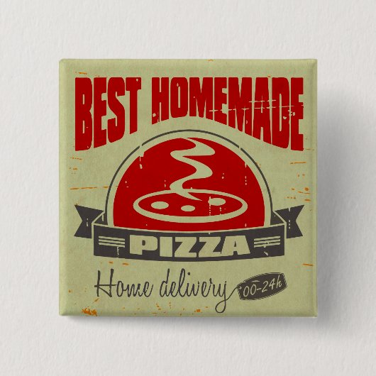 Badge Carré 5 Cm Pizza (Devant)