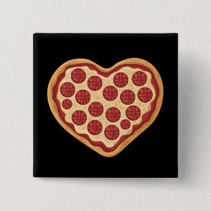 Badge Carré 5 Cm Pizza Coeur en forme de mignonne Saint Valentin