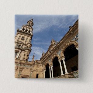 Badge Carré 5 Cm Place d'Espagne, Séville, Andalousie, Espagne
