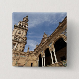 Badge Carré 5 Cm Place d'Espagne, Séville, Andalousie, Espagne