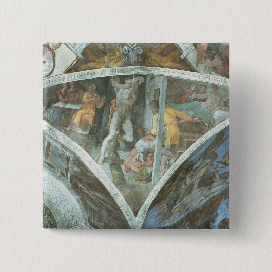 Badge Carré 5 Cm Plafond de chapelle de Sistine : Haman (Devant)