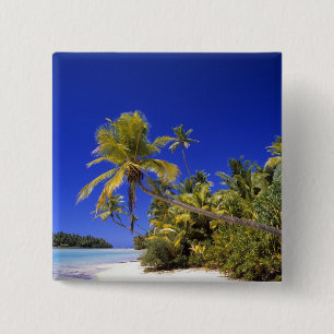Badge Carré 5 Cm Plage bordée de palmiers Cook Islands 7