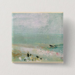 Badge Carré 5 Cm Plage de Joseph Mallord William Turner avec des
