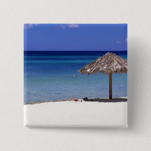 Badge Carré 5 Cm Plage de Malmok, Aruba, Antilles néerlandaises