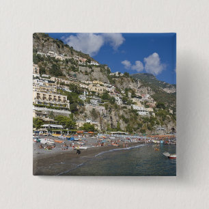 Badge Carré 5 Cm Plage de Positano, Campanie, Italie