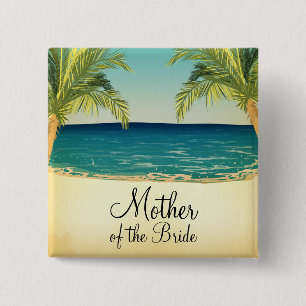 Badge Carré 5 Cm Plage d'été et palmiers Mère de la Mariée