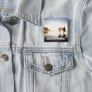 Badge Carré 5 Cm Plage d'Oceanside