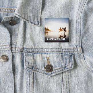 Badge Carré 5 Cm Plage d'Oceanside