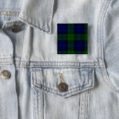 Badge Carré 5 Cm Plaid noir de vert bleu de tartan de clan de (En situation)