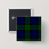 Badge Carré 5 Cm Plaid noir de vert bleu de tartan de clan de (Devant & derrière)