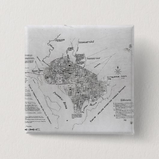 Badge Carré 5 Cm Plan de DC de Washington (Devant)