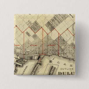 Badge Carré 5 Cm Plan de Duluth et de ses banlieues