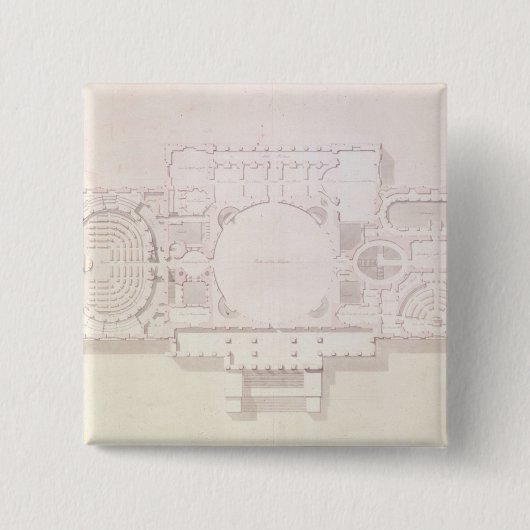 Badge Carré 5 Cm Plan de l'histoire principale du capitol, (Devant)