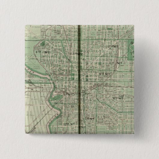 Badge Carré 5 Cm Plan d'Indianapolis (Devant)